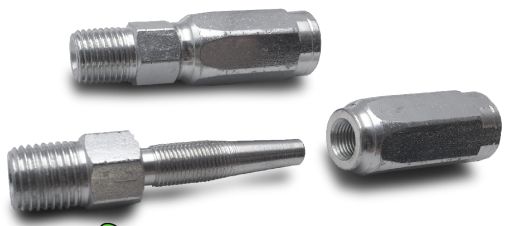 Stainless Reusable Gator Crimp Fitting for 1/4" Wire-Braid Hose